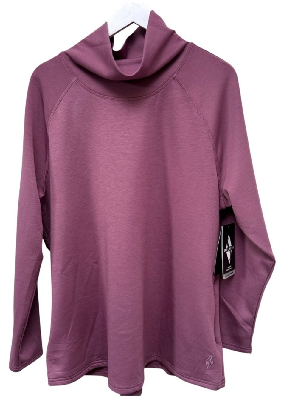 SKECHERS Skechcloud Tunic Pullover Large Sweatshirt Purple Womens Casual Top NEW